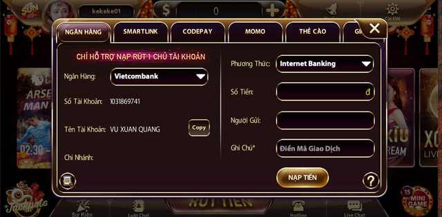 Hướng dẫn nạp và rút tiền dành cho người chơi cấp độ Betcom - Betcom